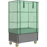 vidaXL Hochbeet mit Aufsatz und Rollen Rattan-Optik 80x50x182 cm