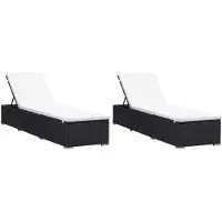 Syfax Sonnenliegen mit Auflage 2 Stk. Poly Rattan Schwarz