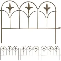 Relaxdays Beeteinfassung, 4er Set, Metall, HxB: je 28 x 38,5 cm, Beetumrandung für Garten, Zierzaun zum Stecken, bronze
