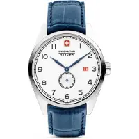 Swiss Military Quarzuhr "Lynx", blau (blau, silberfarben), HANOWA, Armbanduhren, Herren, silberfarben, Quarzuhr, Armbanduhr, Herrenuhr, Swiss Made, Lederarmband, analog