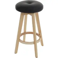 Mendler Barhocker Boras, Barstuhl Tresenhocker, Holz Kunstleder drehbar schwarz, helle Beine