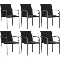 Syfax Gartenstühle mit Kissen 6 Stk. Schwarz 56x59x84 cm Poly Rattan