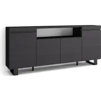 Skraut Home Sideboard, Highboard, 200x35x87cm, 4 Türen, Industriedesign, Schwarz