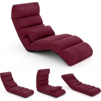 Costway Relaxliege klappbar, Bodenstuhl mit verstellbarer Rückenlehne & Schlaffunktion, Bodenliege, Bodensofa, Bodensessel, Rot