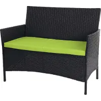 Mendler Poly-Rattan Gartenbank Hamar, Sitzbank Bank anthrazit, Kissen grün