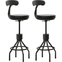 MCW 2er-Set Barhocker MCW-N22, Barstuhl, höhenverstellbar drehbar Fußablage, Industrial Stahl Kunstleder schwarz