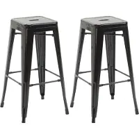 DELUKE Barhocker 2er Set MILAN - Schwarz, Metall | Barhocker ohne Lehne Barstuhl Tresenhocker Tresenstuhl Kneipenhocker Kneipenstuhl