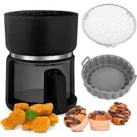 4Swiss ABB-G24 Pure Glass Heißluftfritteuse 3L Air Fryer mit Glasschublade Touchscreen 1200W Fettfrei Heißluftofen Fritteuse ohne Öl Backen