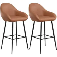 vidaXL Barhocker 2 Stk. Hellbraun Kunstleder