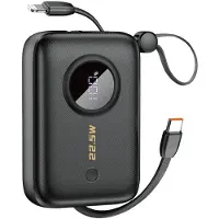 Dudao K14 10000mAh Powerbank mit USB-C-/Lightning-Kabeln - Schwarz