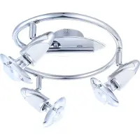 Globo Lighting Strahler Metall verchromt, weiß, Chromring, ø: 300mm, H: 175mm, exkl. 3x E14 R50 40W 230V