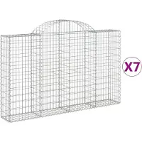 vidaXL Gabionen mit Hochbogen 7 Stk. 200x30x120/140cm Verzinktes Eisen