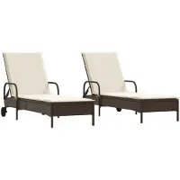 Syfax Sonnenliegen mit Auflagen 2 Stk. Braun Poly Rattan