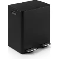 Buxibo Mülleimer Mülltrennung 60 Liter – Mülleimer mit Pedalen & Griffen – Soft-Close – Treteimer/Mülleimer/Mülleimer – 2x30L – Schwarz
