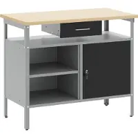vidaXL Werkbank mit Schubladen Schwarz und Grau 100 x 55 x 85 cm
