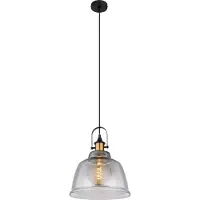Globo Lighting Hängeleuchte Metall schwarz, Messing, Glas, Kabel PVC schwarz, Höhe kürzbar, ø: 300mm, H: 1200mm, exkl. 1x E27 60W 230V