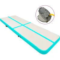 The Living Store Aufblasbare Gymnastikmatte mit Pumpe 400x100x20 cm PVC Grün