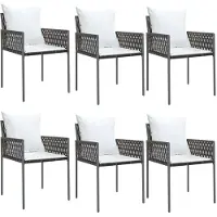 Syfax Gartenstühle mit Kissen 6 Stk. Braun 54x61x83 cm Poly Rattan