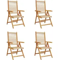 vidaXL Gartenstuhl Verstellbar 4 Stk. Beige Massivholz Akazie
