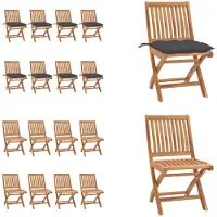 vidaXL Klappbare Gartenstühle mit Kissen 8 Stk. Massivholz Teak - Gartenstuhl - Gartenstühle - Holzstuhl - Holzstühle