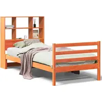 Syfax Massivholzbett mit Regal ohne Matratze Wachsbraun 75x190 cm