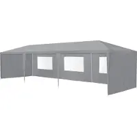 Casa.pro [] Pavillon 900x300x255cm Gartenzelt Partyzelt Gartenpavillon Bierzelt Festzelt Dunkelgrau