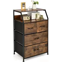 Costway Kommode mit 4 Schubladen, Sideboard mit 4 faltbaren Stoffschubladen & Metallrahmen, Aufbewahrungsschrank industriell für Wohnzimmer Schlafzimmer, 60 x 39 x 96cm