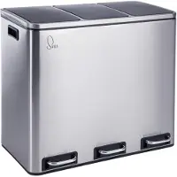 SVITA TM3X18 Mülleimer Papierkorb 54L Abfalleimer Mülltrennung Silber