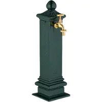 Relaxdays Standbrunnen antik, Wasserhahn, HBT: 47x14x18,5 cm, Wasserzapfsäule Garten, Terrasse, Zierbrunnen, dunkelgrün