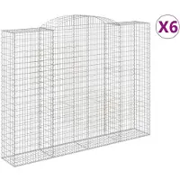 vidaXL Gabionen mit Hochbogen 6 Stk. 300x50x220/240cm Verzinktes Eisen