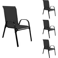 Mojawo 4xOutdoorstuhl Gartenstuhl Stapelstuhl robust Metall Textilen Schwarz