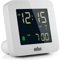 Braun digitaler Wecker I Schlummerfunktion I negatives LC-Display I Schnelleinstellfunktion I Crescendo-Alarm I Weiß I Modell BC09-DCF