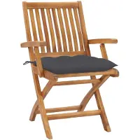 vidaXL Gartenstühle 2 Stk. mit Anthrazit Kissen Massivholz Teak