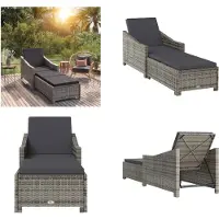 vidaXL Sonnenliege mit Dunkelgrauer Auflage Poly Rattan Grau - Sonnenliege - Sonnenliegen - Gartenliege - Gartenliegen