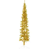 Syfax Künstlicher Halb-Weihnachtsbaum mit Ständer Schlank Gold 180 cm