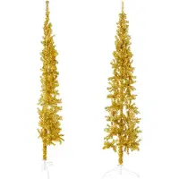 Prolenta Maison Exclusive - Künstlicher Halb-Weihnachtsbaum mit Ständer Schlank Gold 180 cm