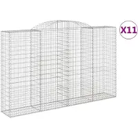 vidaXL Gabionen mit Hochbogen 11 Stk 300x50x180/200cm Verzinktes Eisen
