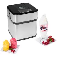 Princess 282605 Eismaschine, Kompressor Eismaschine, 1,5 l, 1 Becken, Schwarz, Edelstahl, 20 min, LCD