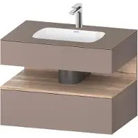 Duravit Collection One Einbauwaschtisch mit Konsolenwaschtischunterbau, 800x550x600mm, Nische Eiche Mamoriert, QA4785055430010, Farbe: Basalt Matt/mit Nischenbeleuchtung