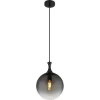 Globo Lighting Hängeleuchte Metall schwarz matt, Glaskugeln rauchfarben, Kabel PVC schwarz, Höhe kürzbar, ø: 250mm, H: 1410mm, exkl. 1x E27 LED 10W 230V