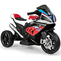 Goplus BMW Elektromotorrad, 6V Kindermotorrad mit 3 Rädern, Fußpedal, Musik & Scheinwerfer, 3 km/h, Kinderdreirad für 3-8 Jahren bis 30 kg Belastbar, Rot