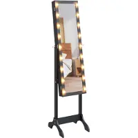 Syfax Standspiegel mit LED Schwarz 34x37x146 cm