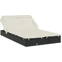 Syfax 2-Personen-Sonnenliege mit Dach Schwarz 213x118x97 Poly Rattan