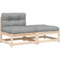 vidaXL Gartensofa ohne Armlehnen mit Kissen und Hocker