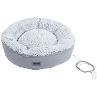 HOME DELUXE - Beheizbares Haustierbett COMFY - 50 x 50 x 13 cm, Farbe: Grau, Baumwollfüllung, Stecker mit USB Anschluss I Hundebett Hundekissen Bett für Katzen