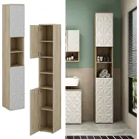 Vicco Badschrank Edge Weiß 30 x 189.5 cm mit 2 Türen und 3 Fächer, Model 40314