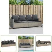 The Living Store Sonnenliege mit Kissen Hellgrau Poly Rattan