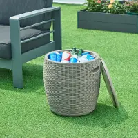 Casa.pro 4-in-1 Kühlbox-Hocker ‘Avetrana’ 44 x Ø40 cm Hellbraun