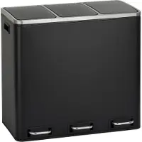 SVITA TM3X18 Treteimer 54 Liter 3x 18L schwarz Abfalleimer Mülleimer Mülltrennung Stahl
