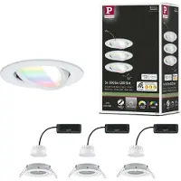 Paulmann LED-Einbauspot Nova Coin Smart weiß RGBW 3er 8,4cm Smart, dimmbar, weiß / opal, für Wohn- / Esszimmer, Aluminium, Modern